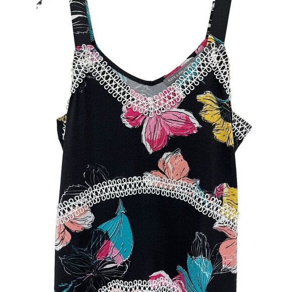 Black Floral Maxi Dress‎ Hi-Lo Hem Sz Med Beach Vacation Y2K babydoll Romantic - Picture 4 of 8